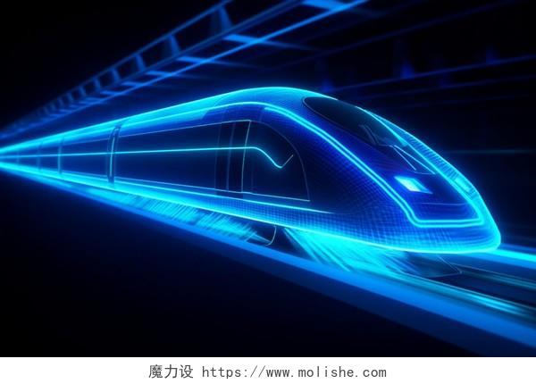 快速行驶的高铁科技线条概念图未来感科技列车